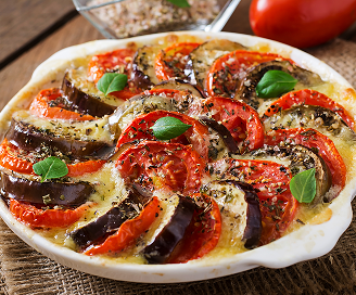 Photo du plat Moussaka aubergines et bœuf, sauce béchamel